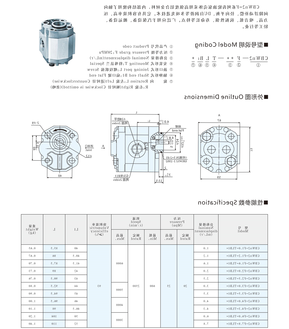 CBWn2-F**-TLB1* 系列齿轮泵