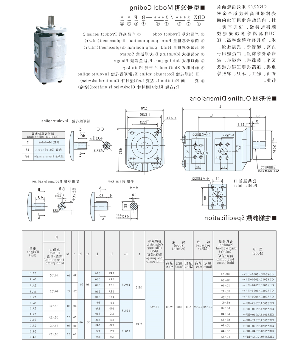 CBZ2/2 双联齿轮油泵