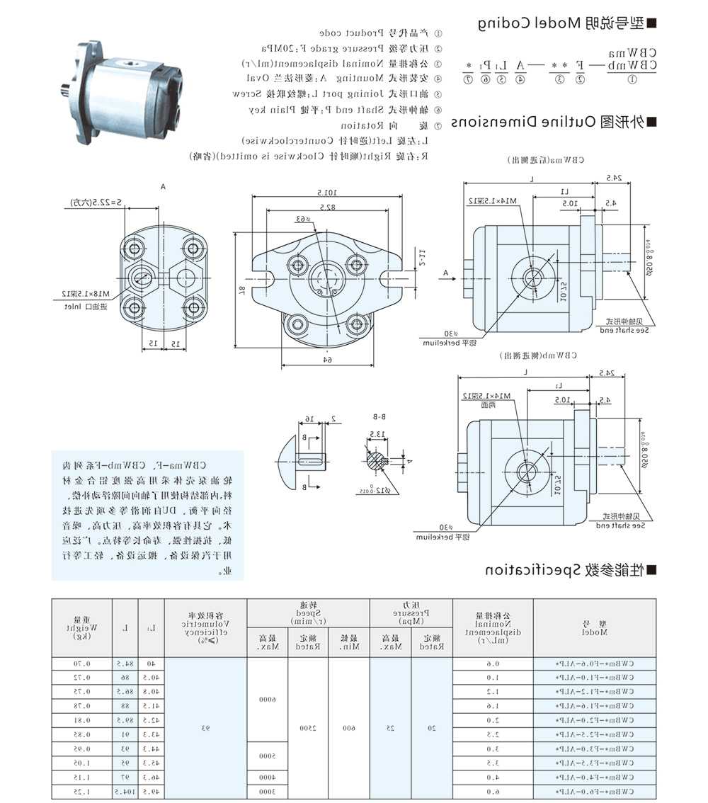 CBWma-F CBWmb-F 系列齿轮泵